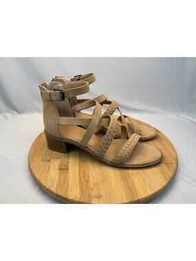 Franco Sarto Olympus Sandal 9.5 Women's Gladiator Low Heel Zip Up Back